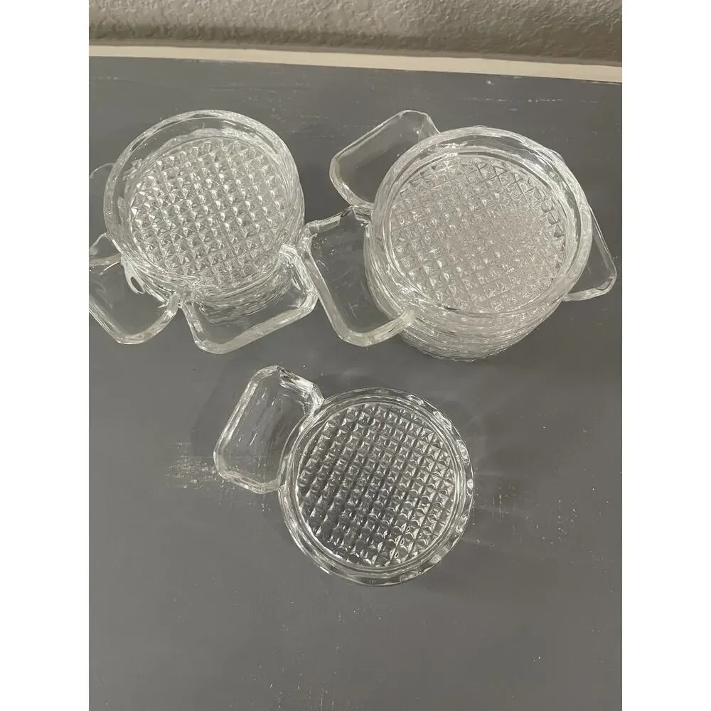 Vintage Glass Ashtray Cigarette Rest Drink Coaster Waffle Cut Sip And Smoke